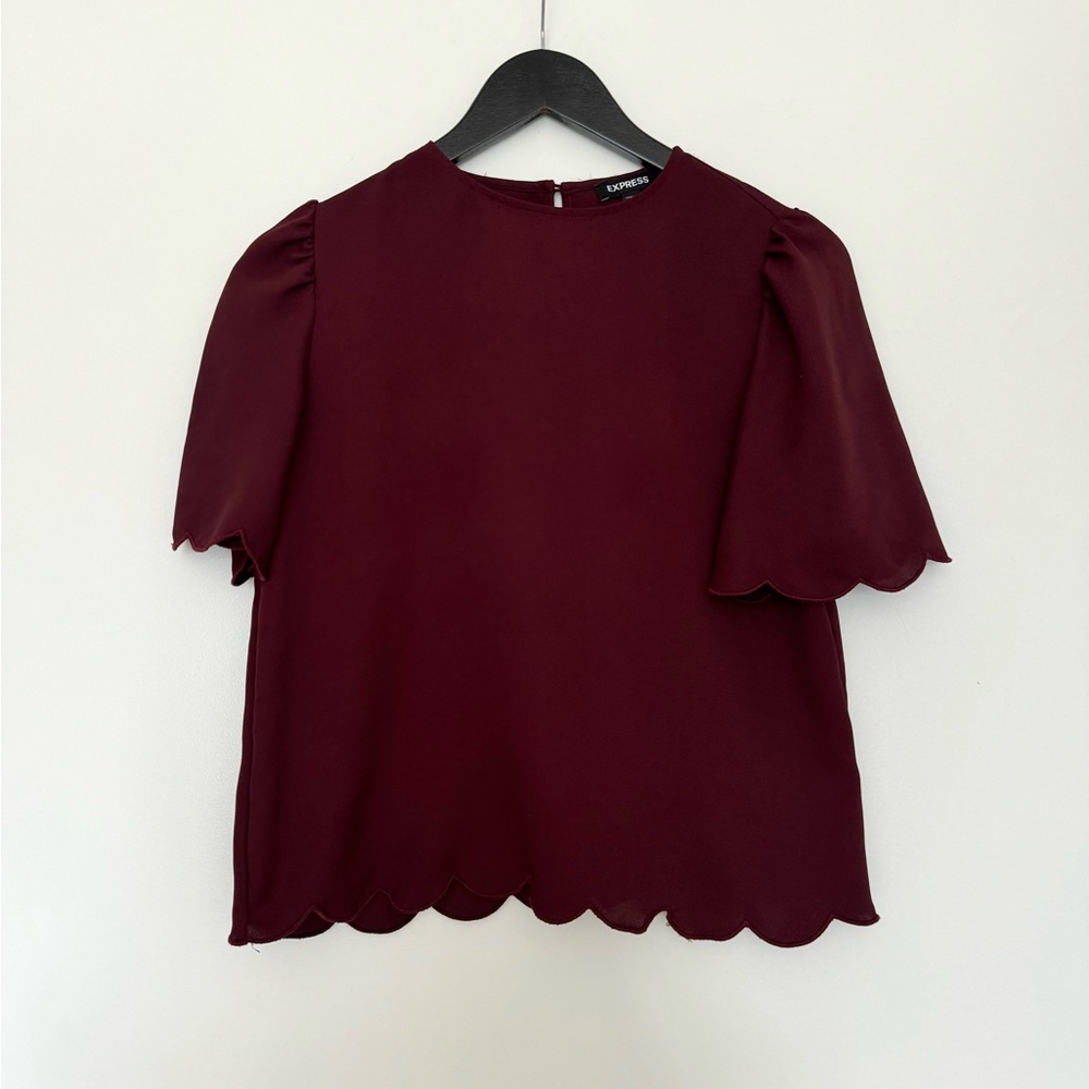 Express Scalloped Flutter Sleeve Top - image 4